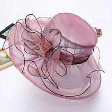 1 chiếc mũ rộng vành bằng lưới organza hoa cao cấp dành cho nữ, nhẹ và thoáng khí, thanh lịch và thời trang, thích hợp để sử dụng hàng ngày và du lịch Mũ cao bồi Mũ cao bồi Halloween - Nhiều màu - Xem 6