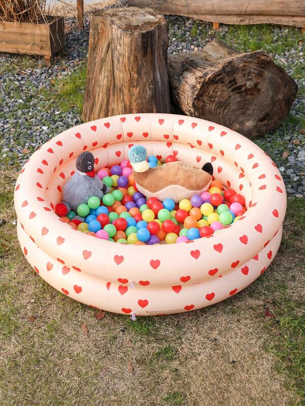 1 pieza Piscina inflable con forma de corazón, piscina de ocio familiar de doble capa, pozo de pelotas, piscina de juego acuático ¡para hacer que el verano sea divertido!