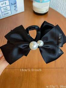 1 Kẹp tóc trang trí ngọc trai đơn giản và thanh lịch dành cho nữ có nơ và kẹp, thích hợp sử dụng hàng ngày trong tiệc tùng và tạo kiểu tóc - Nhiều màu - Xem 7