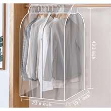 1 件加厚透明服装防尘罩，拉链透明衣服收纳袋，适用于外套、西装、羽绒服，适用于学校、办公室、家庭、旅行、包、整理器、存储、返校用品、女士情人节礼物生日男朋友女朋友