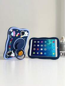 儿童 iPad 保护套 360° 旋转可爱卡通宇航员硅胶平板电脑保护套 防摔 - 藏蓝色 - 查看 4