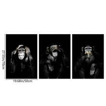 3pcs/Set Unframed Animal Canvas Printed Posters, Funny Gorilla Canvas Wall Art For Living Room, Bedroom, Bathroom, Office, Hallway Wall Decoration Gifts Birthday Graduation - Multicolor - View 8