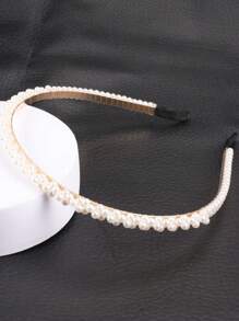 1pc Cute Kids' Pearl Headband For Elegant, All-Match Simple Hair Accessories - Beige - View 2
