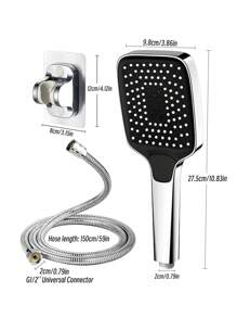 3pcs Set,High Pressure Handheld Shower Head, 3 Spray Setting Shower ,With 1.5m Shower Hose Adhesive Bracket Bathroom Bathroom Accessories Bathroom Tools - Silver - View 7