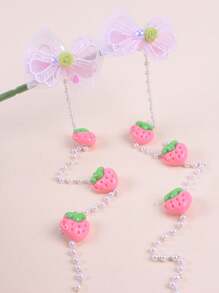 2pcs Children's Floral Braided Hair Clips With Pearl & Tassel Decor Hair Accessories For Baby Girls And Little Girls