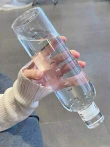 1 件装 500ml/750ml 塑料运动水壶大容量防漏带时间标记创意防摔，适用于户外、露营 - 無色 - 查看 3