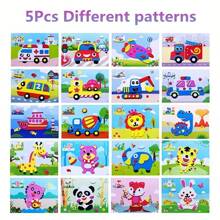 5pcs Layer By Layer Stickers For Children's Production Material Package, 3D Three-Dimensional Sponge Paper Stickers, Kindergarten Activity Handicrafts.Style Random - Multicolor - View 1