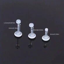 10入組簡約隱形透明唇環和耳環釘,學生必備