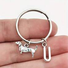 腊肠犬字母首字母钥匙扣可爱宠物狗合金钥匙链环钱包背包挂饰狗妈妈爸爸宠物爱好者礼物汽车配件包挂饰学院风哥特 Y2k - 銀色 - 查看 31