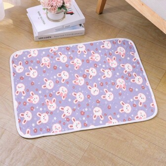 1 Pièce Tapis De Refroidissement D'été Respirant En Soie De Glace Et En Latex À Motif De Dessin Animé, Convient À Une Utilisation Intérieure Pour Les Animaux De Compagnie Petits/moyens/grands