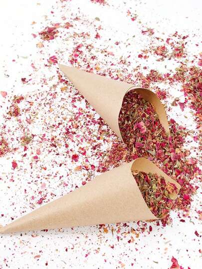 1 套（30 件）/1 套 = 60 件（30 片叶状牛皮纸 30 片白色牛皮纸）-牛皮纸锥，DIY 婚礼五彩纸屑花瓣锥（带麻绳和胶水），派对用手工纸花瓣锥，花瓣花束或糖果锥