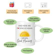 1pc 11oz Ceramic Horse Mug - I Mean Good Morning - White - View 4