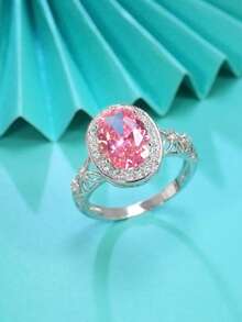 1 Miếng Đúng mốt Thiết kế rỗng Hình trái xoan Khối Zirconia  Nhẫn , Lý tưởng Qủa tặng Cho Ngày Lễ Tình Nhân Ngày - 1016 - Xem 17