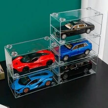 Caja De Exhibición De Modelos De Coches A Escala 1/24, Contenedor De Almacenamiento Transparente Organizador Apilable Para Bloques De Construcción - transparente - Ver 6