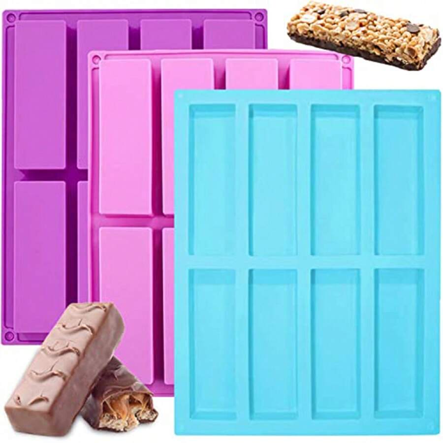 8 Cavity Large Rectangle Granola Bar Silicone Mold, Nutrition Cereal