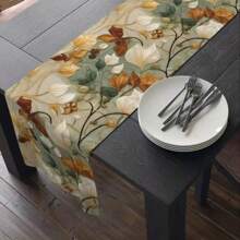 1pc Polyester Tablecloth With Vintage Leaf Pattern, Summer Tablecloth, Home & Outdoor Decor, Restaurant Dining, Room Decoration, Holiday & Party Supplies