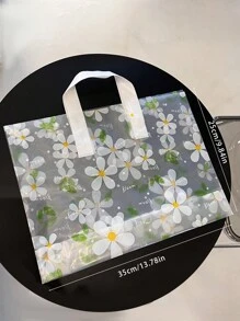 10pcs Spring Floral Pattern Plastic Shopping Bags & Gift Bags With Handles