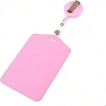 1pc Pink Rhinestone Lanyard With Card Holder And Badge Reel, Great For Trade Show And Id - Pink - View 4