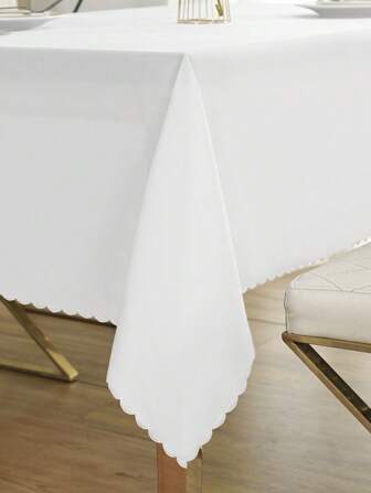 Rectangular Tablecloth, Stain-Resistant, Wrinkle-Resistant, Washable Polyester Fabric Table Cover, Suitable For Dining Table, Buffet Party And Camping, White Tablecloth