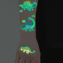 5Sheets With 60 Patterns Luminous Cartoon Dinosaur Patterns Temporary Tattoo Stickers Glow In The Dark