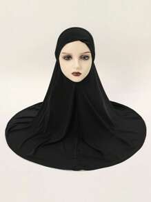 1 件女士头巾，即时实用头巾，覆盖肩膀，适合日常佩戴，纯色，适合罩袍、Shayla、Tudong，即时长款 Khimar 头巾透气帽 - 純色方便頭巾 - 查看 15