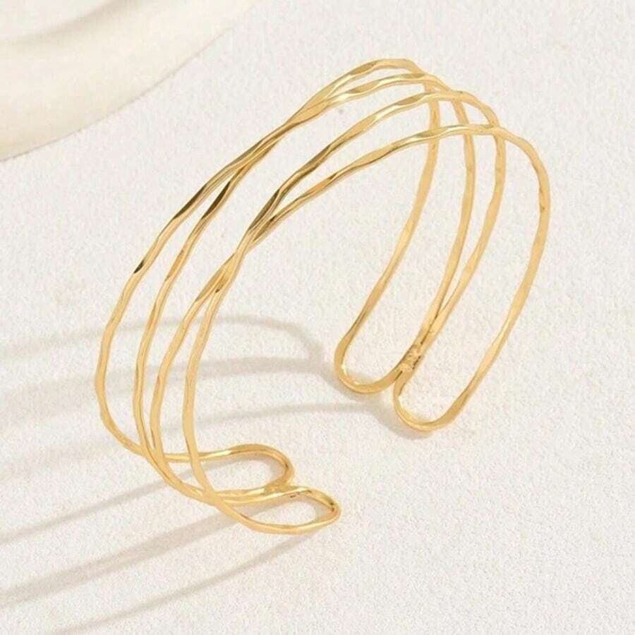 1 Miếng Châu Âu & Châu Mỹ Phong cách Xu hướng: Cắt giảm Nhiều lớp Vượt qua Cánh tay  Vòng tay , Hip Hop , Đơn giản & Có thể điều chỉnh - Vàng - Xem 1