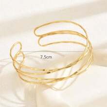 1 Miếng Châu Âu & Châu Mỹ Phong cách Xu hướng: Cắt giảm Nhiều lớp Vượt qua Cánh tay  Vòng tay , Hip Hop , Đơn giản & Có thể điều chỉnh - Vàng - Xem 4