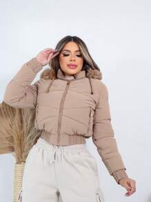 Women Down Coats - 卡其色 - 查看 6