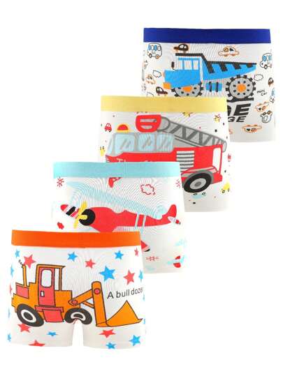 4条装男童柔软舒适平角内裤，尺码3-10