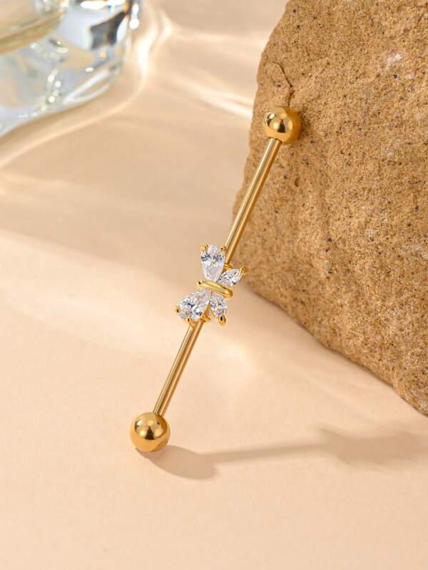 مكسرات أقراط موصلة مطابقة مع تصميم الفراشة مرصعة بالزركون مصمم بأسلوب يوروبي وأمريكي بسيط مصنوع من الستانلس ستيل والنحاس، مناسب للمرأة للإستعمال اليومي