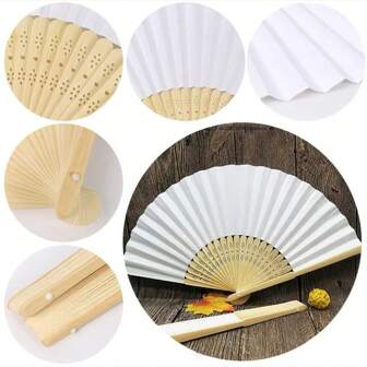 10pcs Wedding Vintage Handheld Foldable Paper Fan - Perfect For Parties And Events