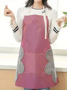 1件廚房烹飪圍裙,防水與防油,帶手擦和口袋,適用於燒烤、野餐和清潔 - 彩色 - 查看 10