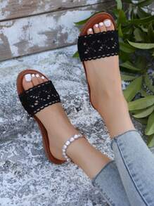 Women Casual Round Toe Flat Slippers, Flip Flops For Summer Outdoor Wear, Open Toe Sandals, Spring Autumn New Roman Style Sandals, Fashionable Matching Dress, Beach, Holiday, Home Flat Shoes