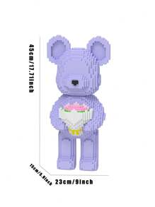 1set Diy Building Blocks Toy Purple Bear Model To Enhance Hands-On And Logical Thinking Ability, Comes With Tools And Hammer For Easy Assembly, Suitable For Holiday Gifts, Birthday Gifts, And Collectors, (3800 Particles) - Multicolor - View 9