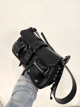 Y2k Style Motorcycle Underarm Shoulder Bag,Casual Multicompartment Cool Bag For Girls,Suitable For Students,Commuting,Parties,Traveling And Gifting, Perfect For Music Festival, 2000s Fashion Style Bag For Women