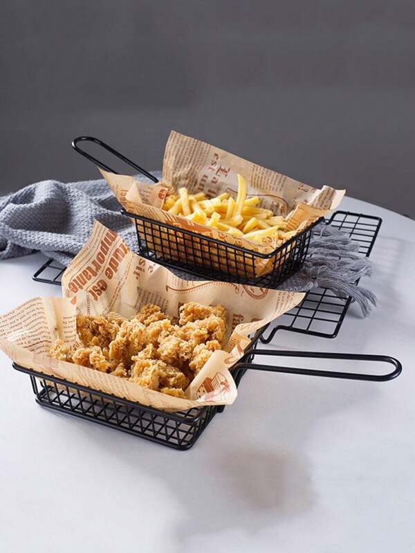 1/2pcs, Snack Basket, French Fries Basket, Chicken Wings And Fried Chicken Bread Basket, Bar Fried Food Plate Container Christmas Gift
