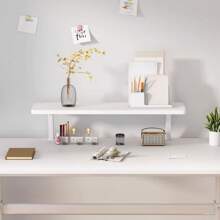 1pc Wooden Single-Layer Black/White(60cm/80cm) Desktop Computer Riser.White Simple Office Storage Rack, Drawer Type Multifunctional Desktop Monitor Stand Simple Desk Pc Riser.Wooden Computer Desk Monitor Stand With Storage,Desktop Booster Stand For Home And Office Use,Laptop Stand. - Multicolor - View 1