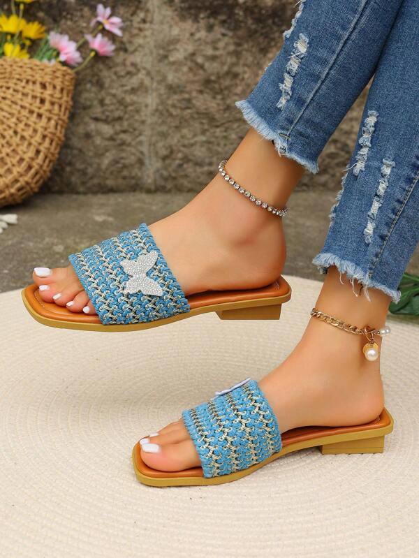 Flache Damen-schlappen Mit Schmetterlingsdekoration Für Den Sommer, Ideal Für Den Aufenthalt Im Freien Oder Am Strand