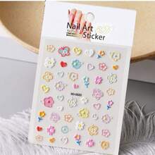 1张5D立体花朵美甲贴纸，美甲装饰，女士美甲设计，送给女朋友的DIY美甲礼物，美甲用品 - 杏色 - 查看 5