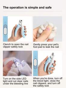 1pc Pet Nail Clippers With LED Light, Pet Nail Trimmer And Earwax Removal Light For Cats And Dogs