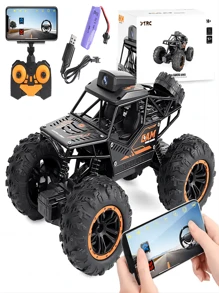 Black RC Cars Remote Control Car With HD FPV Camera, 1/18 Scale Off-Road Remote Control Truck, High Speed Monster Trucks For Gift - Black - View 2