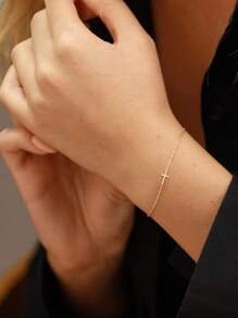 1 chiếc vòng tay dây chéo tối giản thanh lịch, thích hợp cho nữ giới đeo hàng ngày hoặc làm quà tặng cho các cô gái. - Vàng - Xem 8