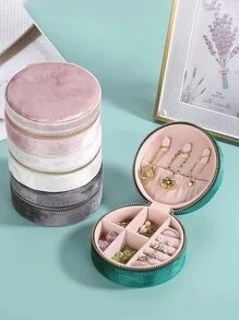 1入組旅行用珠寶收納盒,帶有圓形絨面和方形pu拉鍊閉合珠寶盒,便攜式耳環,項鍊和戒指收納盒,緊湊的首飾收藏盒,適合家庭旅行使用。 - 多色 - 查看 7