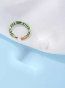 3pcs Unique Creative Enamel Colored Pencil Shaped Open Ring Set For Women, Suitable For Daily Wear, Gift For Classmates, Friends