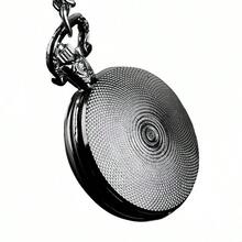 1入組 复古龍紋石英口袋鐘錶，酷炫黑色項鍊口袋鐘，獨特掛鍾禮物 - 黑色 - 查看 6