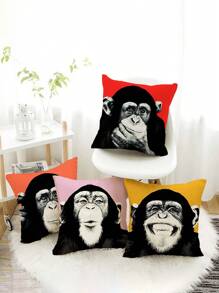 4pcs Siêu Mềm Đầy màu sắc Con khỉ Vỏ gối Cushion , Thích hợp Đối với Ô tô/xe hơi , Nhà nông , Nhà  Trang trí , Phòng ngủ Và Phòng khách Đệm sofa bìa ( Gối Cốt lõi Không bao gồm ) - Nhiều màu - Xem 1