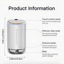 Portable Rechargeable Car  Perfume Aroma Diffuser (Excluding Perfume) With Music Atmosphere Light And Starry Sky Projection Function, High-End Tempo Paint Technology, Perfect Gift - White - View 3