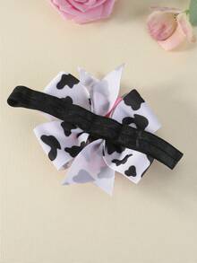 1pc Bow Headband For Baby,Pink Ribbon Bow Decor Hairband,Lovely Cow Pattern Band,Kids Baby Hair Accessories - Cow Pattern - View 5