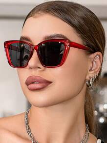 Vintage Cat Eye Big Frame Plastic Sunglasses, Unisex Fashion Classic Style Decoration Outdoor Travel Beach Vacation Uv-Protection Eyewear Boho Sunglasses Beach Sun Glasses Beach Accessories For Women Sun Glasses Sunglasses Shades Fashionable Shade Elegant Outfit Family Outings Travel Vacation Holiday For Summer Beach Vacation,Outdoor,Travel - Multicolor - View 10