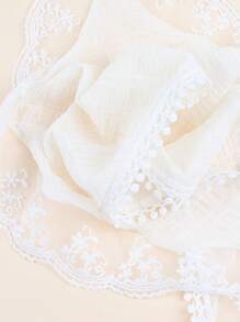 1pc Children's Lace Flower Triangle Bandana Headband, Rustic Style Party Decoration Fashion Hair Accessory - Beige - View 6